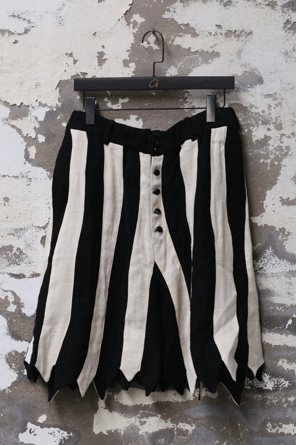 ARCHIVIO J.M.Ribot Striped Cropped Casual Pants Italy Artisan AJM-AWPA32/BL/STRIPES*-WHITE/BLACK
